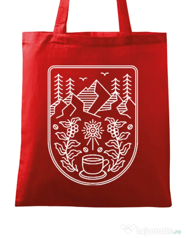Sacosa din panza Natural coffee Rosu