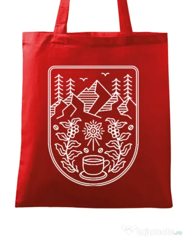 Sacosa din panza Natural coffee Rosu