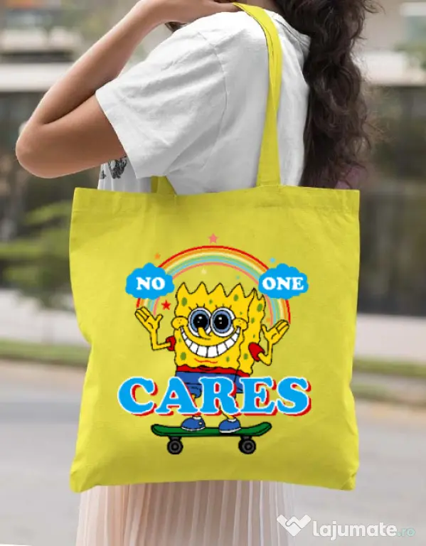 Sacosa din panza No one cares Galben