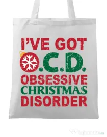 Sacosa din panza Obsessive Christmas Disorder Alb