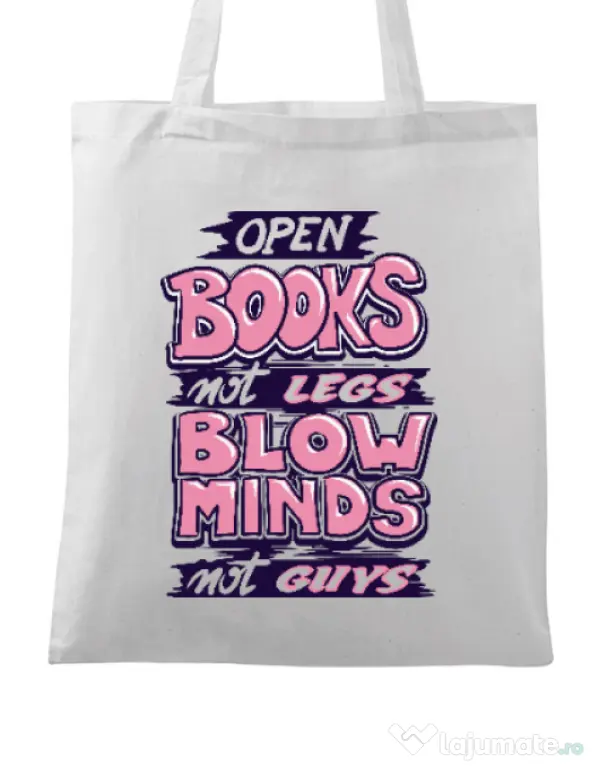 Sacosa din panza Open books Alb