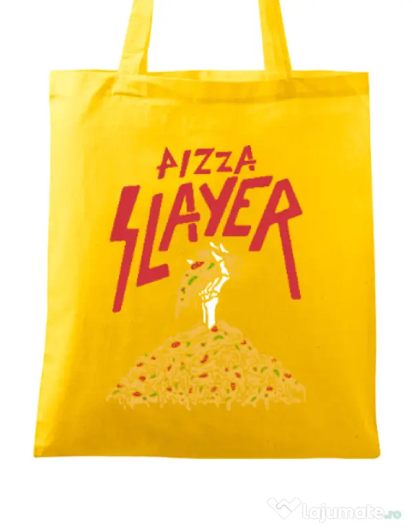Sacosa din panza Pizza slayer Galben