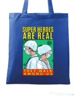 Sacosa din panza Real super heroes Albastru regal