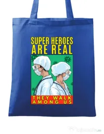 Sacosa din panza Real super heroes Albastru regal