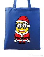 Sacosa din panza Santa minions Albastru regal