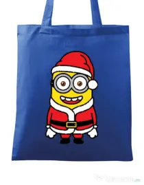 Sacosa din panza Santa minions Albastru regal