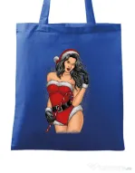Sacosa din panza Sexy Santa Girl Albastru regal