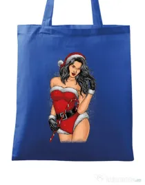 Sacosa din panza Sexy Santa Girl Albastru regal