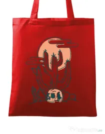Sacosa din panza Skull and Cactus Rosu