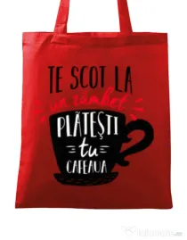 Sacosa din panza Te scot la un zambet Rosu