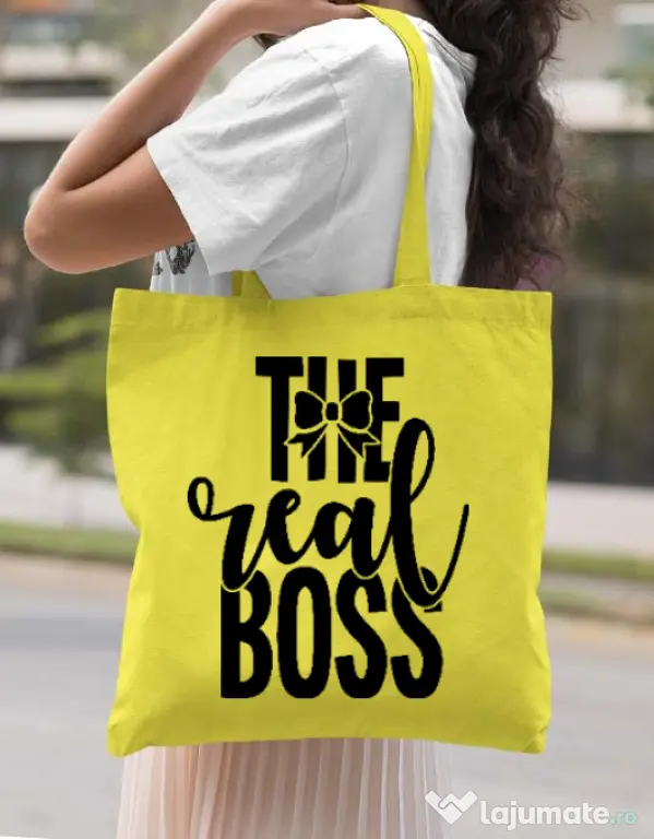 Sacosa din panza The real boss Galben