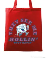Sacosa din panza They see me rollin Rosu