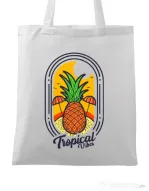 Sacosa din panza Tropical vibes Alb