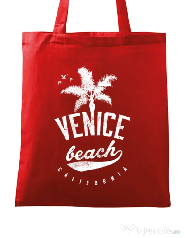 Sacosa din panza Venice beach California Rosu