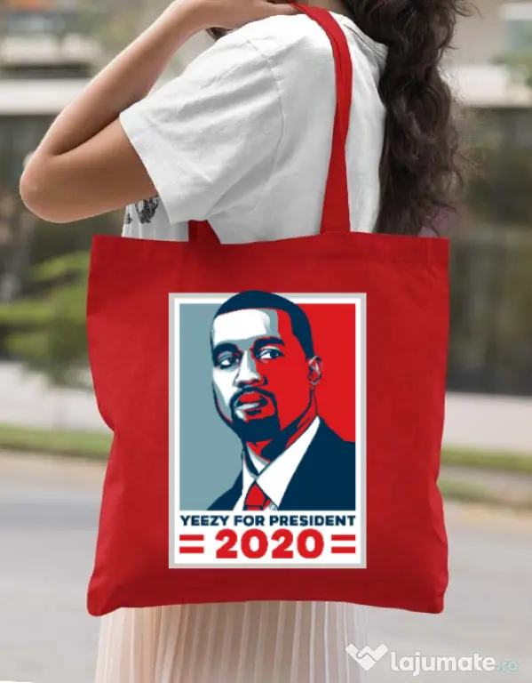 Sacosa din panza Yezzy for president Rosu