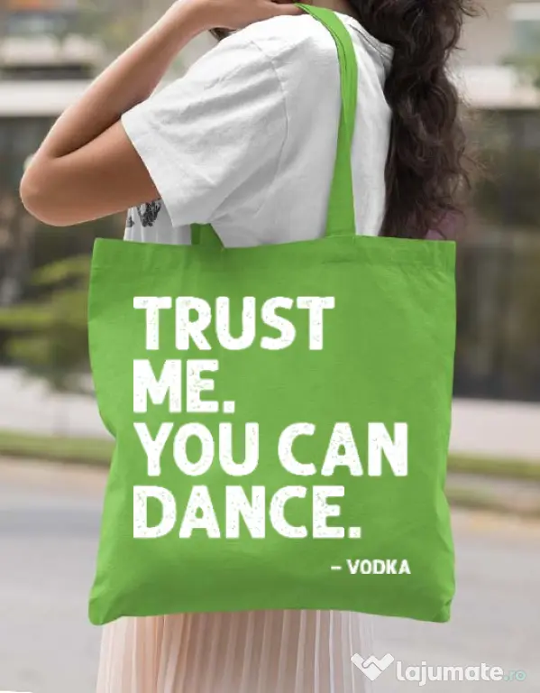 Sacosa din panza You can dance Verde mar