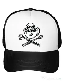 Sapca personalizata Death before decaf Alb