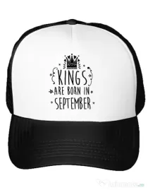 Sapca personalizata Kings are born in September Alb