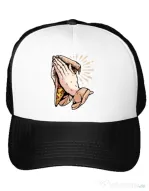 Sapca personalizata Pray for pizza Alb