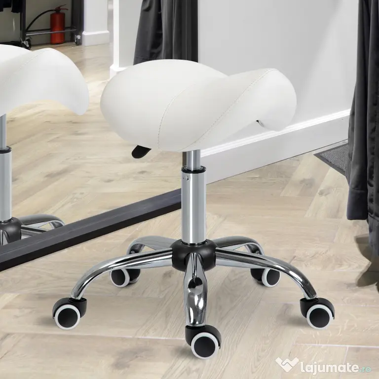 Scaun pentru salon, tip sa 52×53×49-61cm, crem HOMCOM | Aosom Romania