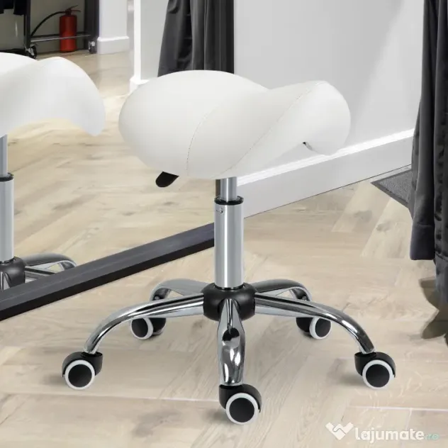 Scaun pentru salon, tip sa 52×53×49-61cm, crem HOMCOM | Aosom Romania