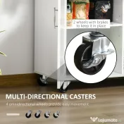 HOMCOM Cărucior Bucătărie Multifuncțional cu 2 Sertare, Dulap și 4 Roți, Spațiu Depozitare Generos, 104x46x91cm, Alb | Aosom Romania 