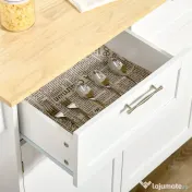 HOMCOM Cărucior Bucătărie Multifuncțional cu 2 Sertare, Dulap și 4 Roți, Spațiu Depozitare Generos, 104x46x91cm, Alb | Aosom Romania 