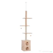 PawHut Stâlp Zgâriat Pod Multinivel, 210-240 cm, Frânghie Iuta, Design Inovator, Galben | Aosom Romania