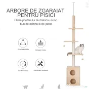 PawHut Stâlp Zgâriat Pod Multinivel, 210-240 cm, Frânghie Iuta, Design Inovator, Galben | Aosom Romania