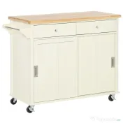 Insula de bucatarie HOMCOM cu sertare, dulap, suport prosoape, lemn si MDF, alb 110x49,5x89,5cm | Aosom Romania 