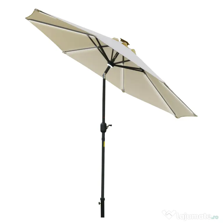 Outsunny umbrela de gradina cu leduri, Φ266x245cm, crem | Aosom Ro