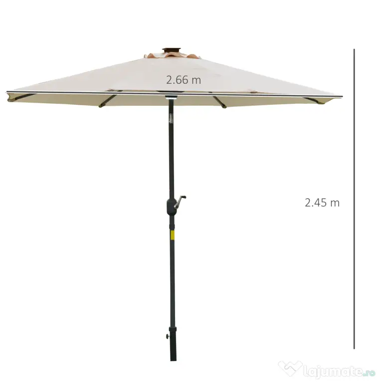 Outsunny umbrela de gradina cu leduri, Φ266x245cm, crem | Aosom Ro