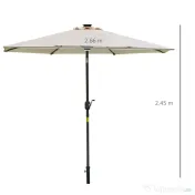 Outsunny umbrela de gradina cu leduri, Φ266x245cm, crem | Aosom Ro
