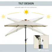 Outsunny umbrela de gradina cu leduri, Φ266x245cm, crem | Aosom Ro