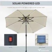 Outsunny umbrela de gradina cu leduri, Φ266x245cm, crem | Aosom Ro