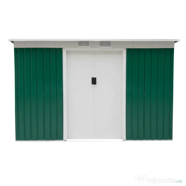 Outsunny Magazie de Grădină pentru Unelte, cu Uși Glisante și Ventilație, 277x130x173 cm, Verde | Aosom Romania