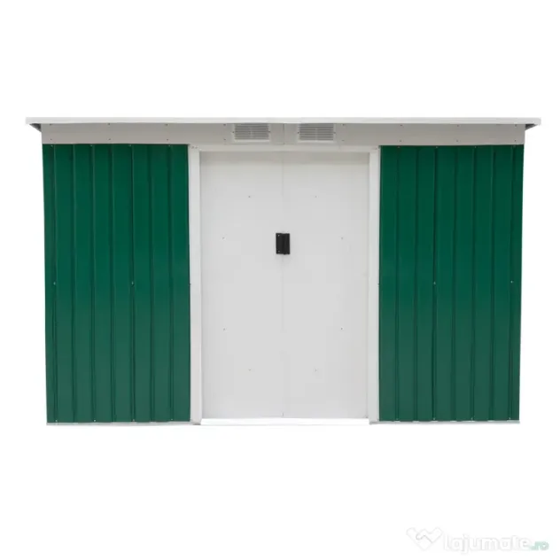 Outsunny Magazie de Grădină pentru Unelte, cu Uși Glisante și Ventilație, 277x130x173 cm, Verde | Aosom Romania