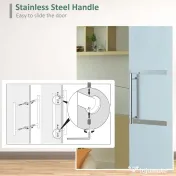 HOMCOM Ușă Glisantă din Sticlă Securizată, 102.5x205cm, Sticlă Satinată/Mată cu 4 Dungi Transparente, Include Kit de Montaj 
