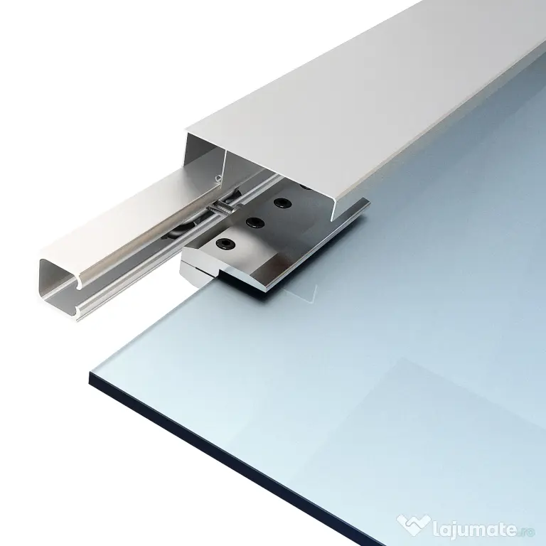 HOMCOM Ușă Glisantă din Sticlă Securizată, 102.5x205cm, Sticlă Satinată/Mată cu 4 Dungi Transparente, Include Kit de Montaj