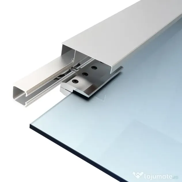 HOMCOM Ușă Glisantă din Sticlă Securizată, 102.5x205cm, Sticlă Satinată/Mată cu 4 Dungi Transparente, Include Kit de Montaj