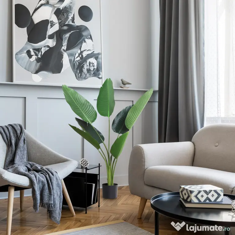 Outsunny Planta Artificiala Strelitzia – 120 cm pentru Interior/Exterior