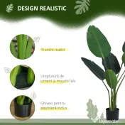 Outsunny Planta Artificiala Strelitzia – 120 cm pentru Interior/Exterior