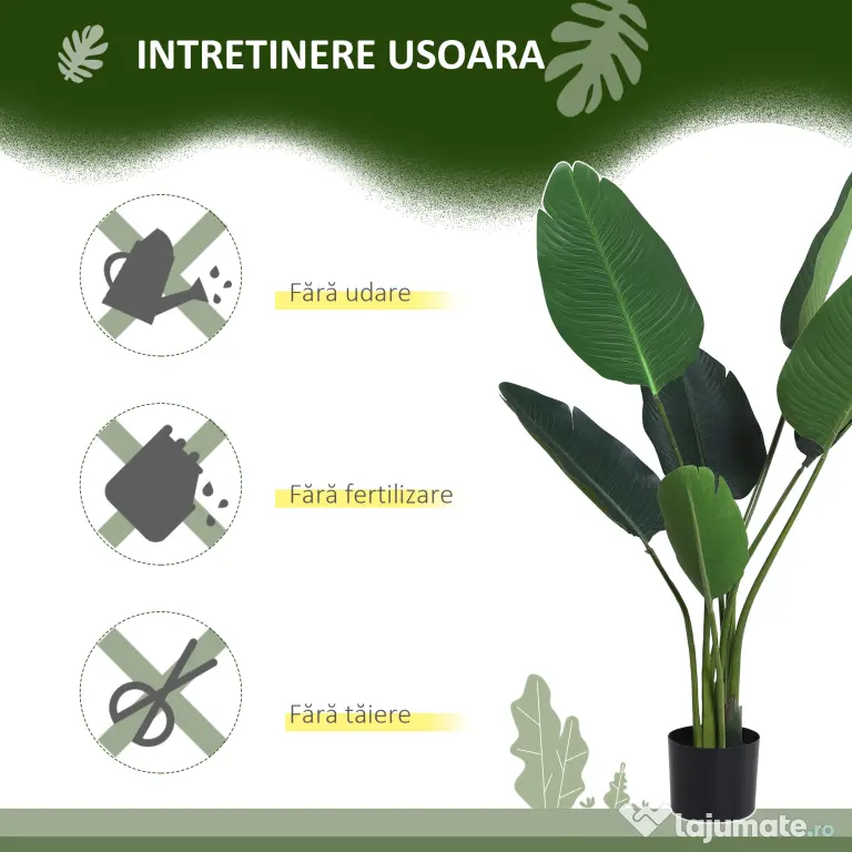 Outsunny Planta Artificiala Strelitzia – 120 cm pentru Interior/Exterior