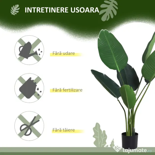 Outsunny Planta Artificiala Strelitzia – 120 cm pentru Interior/Exterior
