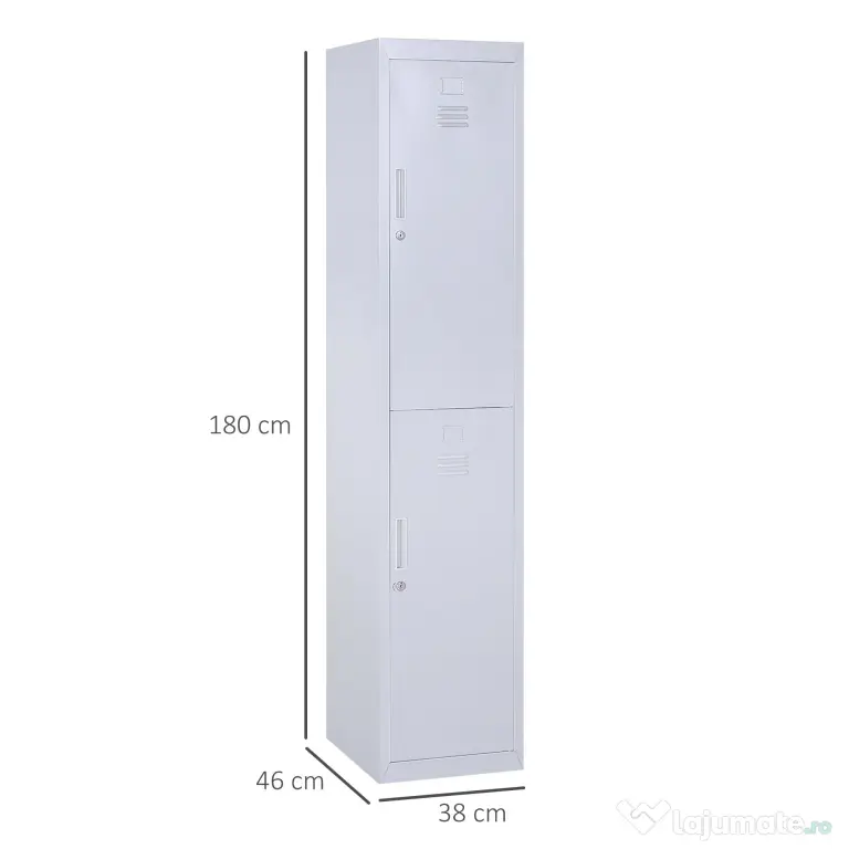 Dulapior Haine din Otel 4 Rafturi 2 Usi cu Inchidere de Siguranta, Gri, 38x46x180cm Vinsetto | Aosom Romania