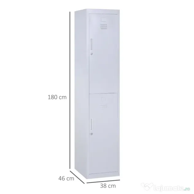 Dulapior Haine din Otel 4 Rafturi 2 Usi cu Inchidere de Siguranta, Gri, 38x46x180cm Vinsetto | Aosom Romania