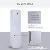 Dulapior Haine din Otel 4 Rafturi 2 Usi cu Inchidere de Siguranta, Gri, 38x46x180cm Vinsetto | Aosom Romania 