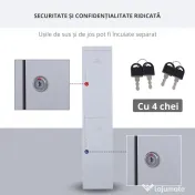 Dulapior Haine din Otel 4 Rafturi 2 Usi cu Inchidere de Siguranta, Gri, 38x46x180cm Vinsetto | Aosom Romania 