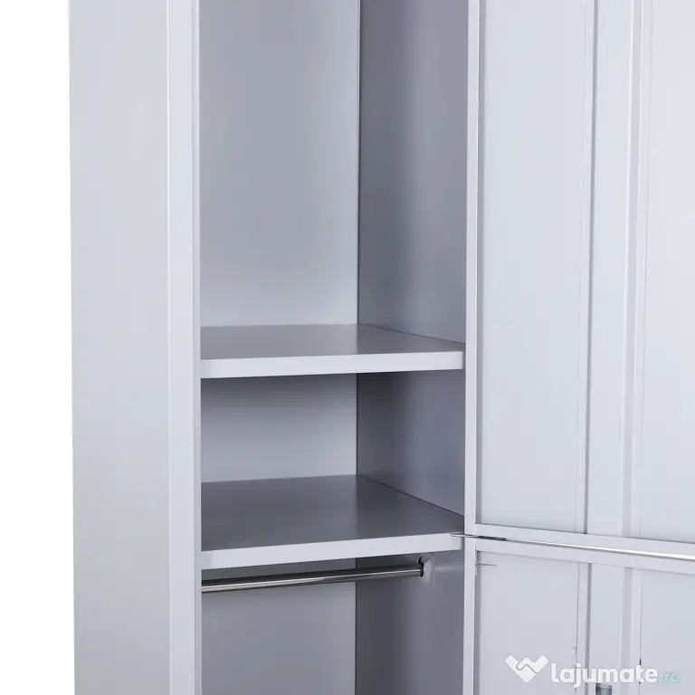 Dulapior Haine din Otel 4 Rafturi 2 Usi cu Inchidere de Siguranta, Gri, 38x46x180cm Vinsetto | Aosom Romania