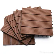 Outsunny Pardoseala Modulara de Exterior, Set 11 Placi Interblocabile tip Deck, Dale Pavaj pentru Gradina, Balcon sau Terasa, 30x30 cm, Maro 